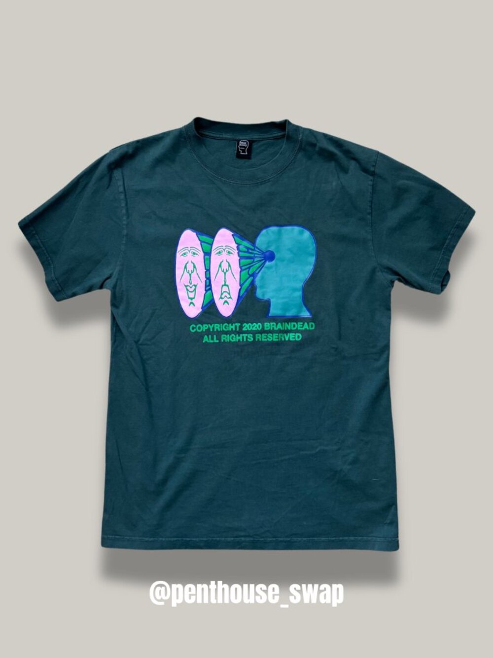 Brain Dead Brain Vision Forest Green T-shirt, Size S (unisex)